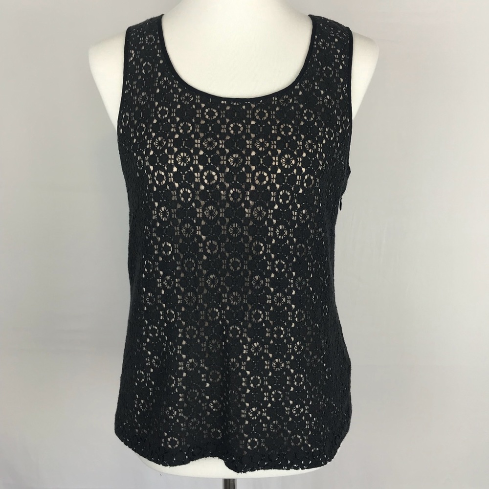 J Crew Black Eyelet Dressy Tank Sz 4